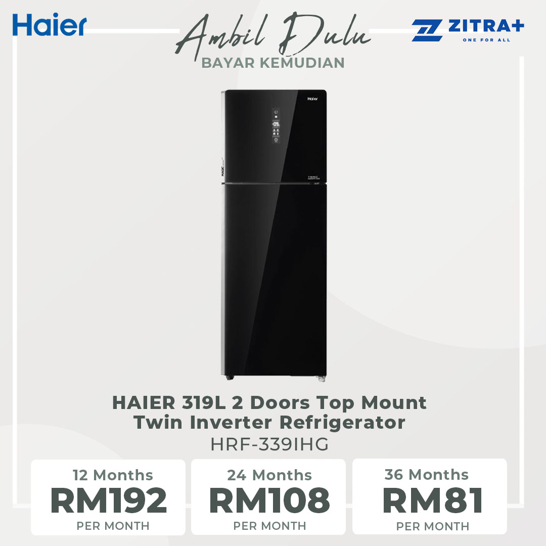 HAIER 319L 2 Doors Top Mount Twin Inverter Refrigerator HRF-339IHG | Magic Room | Moist Zone | Touch Screen Control Panel | Deo Fresh | Humidity Control | Refrigerator with  2 Year Warranty