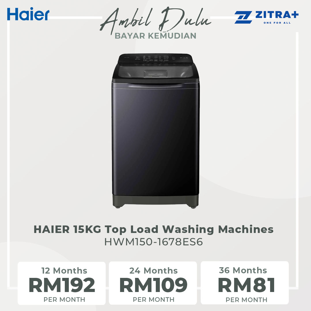 HAIER 15KG Top Load Washing Machines HWM150-1678ES6 | Rear Control Panel | Anti-Bacterial Pulsator | Pillow Drum | Washing Machine with 2 Year Warranty