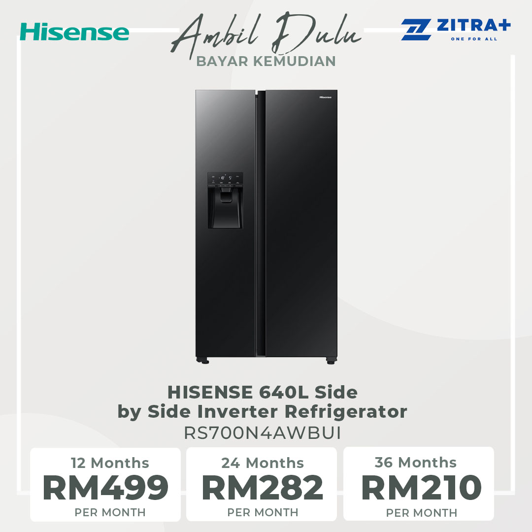 HISENSE 640L Side by Side Inverter Refrigerator  RS700N4AWBUI | Deodorizing Filter | Electronic Touch Control | Led Lighting | Refrigerator with 3 Years Warranty