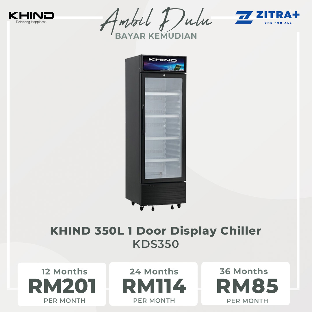 KHIND 350L 1 Door Display Chiller KDS350 | Easy To Clean | Durable Adjustables Shelves | LED Inner Light | Lock & Key | Chiller with 1 Year Warranty
