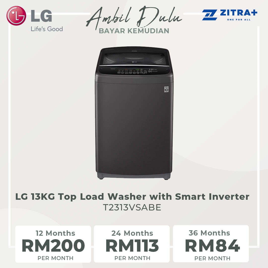 LG 13KG Top Load Washer with Smart Inverter Middle T2313VSABE | TurboDrum | Smart Diagnosis | Extra Clean | Quick Wash | Energy Saving | Load Washer with 1 Year Warranty