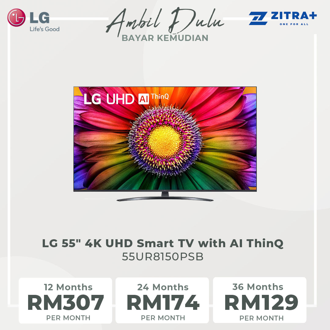 LG 55" 4K UHD Smart TV with AI ThinQ 55UR8150PSB | AI Sound | Wi-Fi | Filmmaker Mode | Netflix | Smart TV with 2 Year Warranty