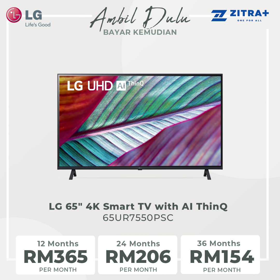 LG 65" 4K Smart TV with AI ThinQ 65UR7550PSC | AI Sound | Wi-Fi | Filmmaker Mode | Netflix | Smart TV with 2 Year Warranty