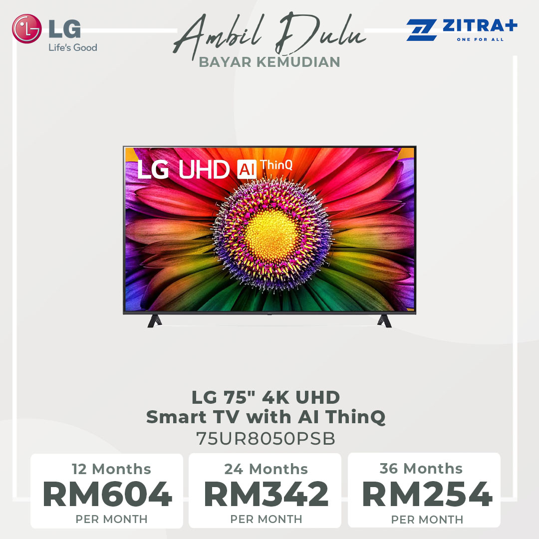 LG 75" 4K UHD Smart TV with AI ThinQ 75UR8050PSB | AI Sound | Wi-Fi | Filmmaker Mode | Netflix | HDMI | WebOS 23 |Smart TV with 2 Year Warranty