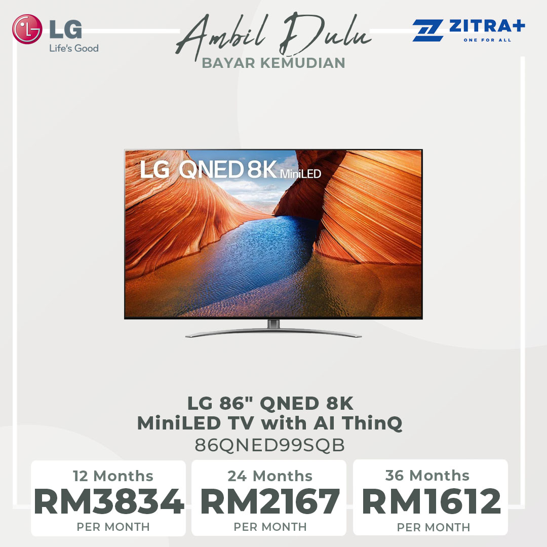 LG 86" QNED 8K MiniLED TV with AI ThinQ 86QNED99SQB | Wide Colour Gamut | HDR10 | webOS 22 | HDMI | USB | Smart TV with 2 Year Warranty