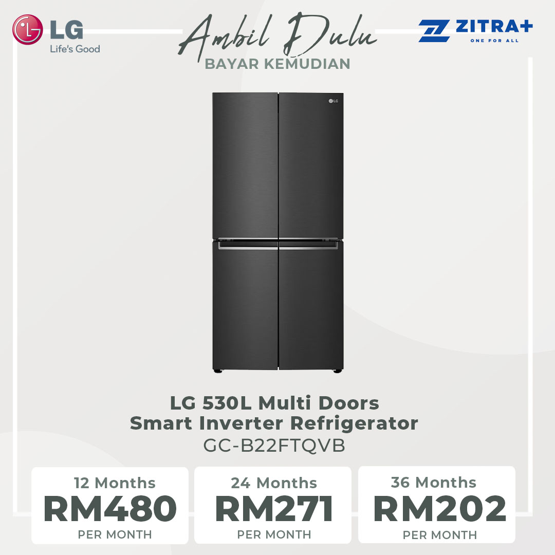 LG 530L Multi Doors Smart Inverter Refrigerator GC-B22FTQVB | LINEAR Cooling™ | Soft LED Panel Lighting | Fresh Zone | Refrigerator with 1 Year Warranty