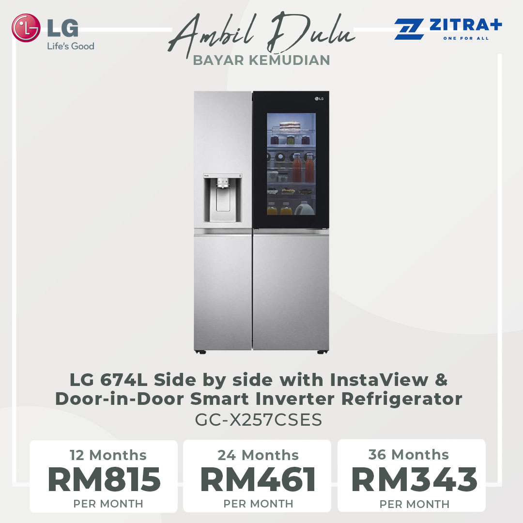 LG 674L Side by side with InstaView & Door-in-Door Smart Inverter Refrigerator GC-X257CSES | Hygiene Fresh+™ | DoorCooling+ | ThinQ | Refrigerator with 1 Year Warranty