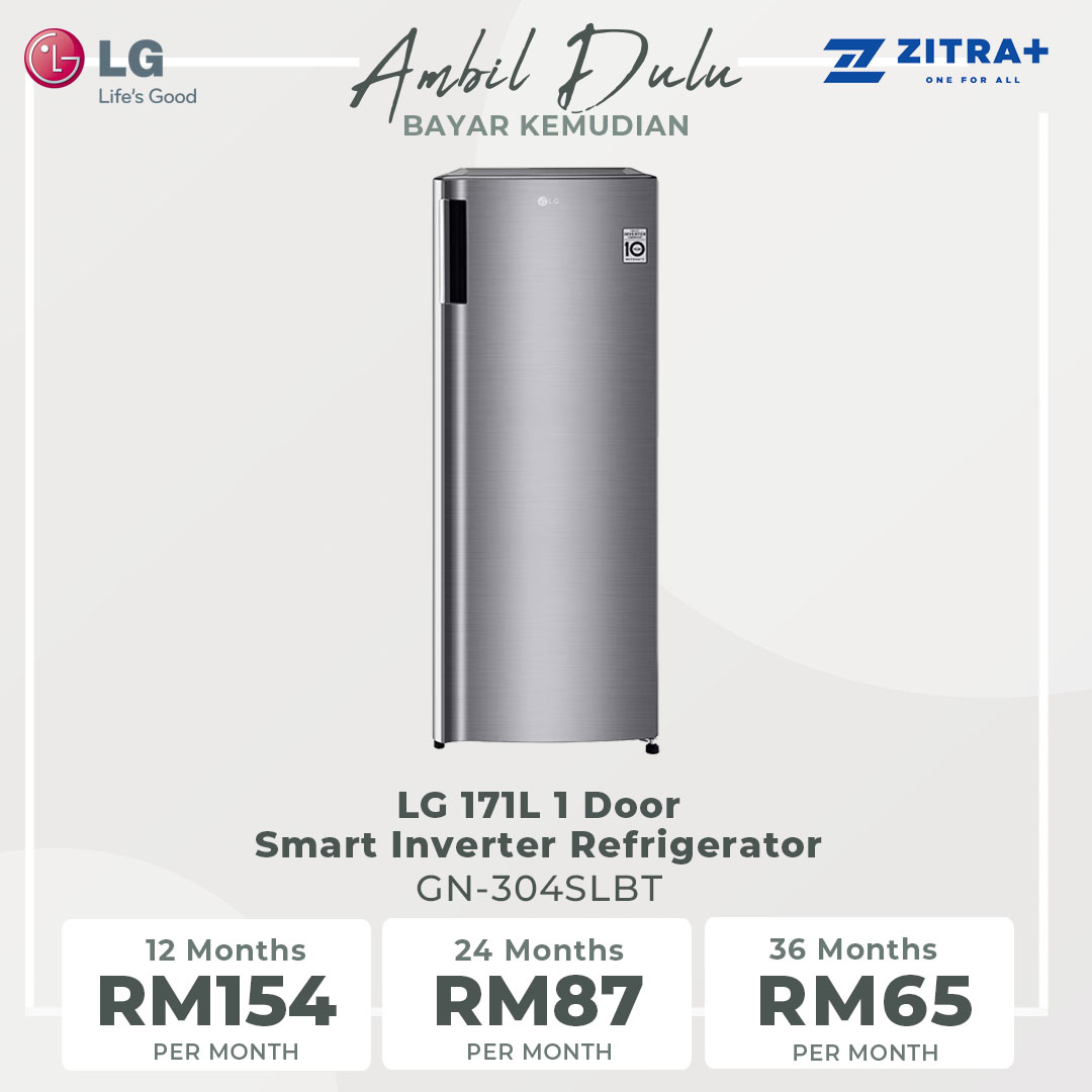 LG 171L 1 Door Smart Inverter Refrigerator GN-304SLBT | 6 Freezer Shelves | 4 Door Baskets | Sleek Design | Refrigerator with 1 Year Warranty