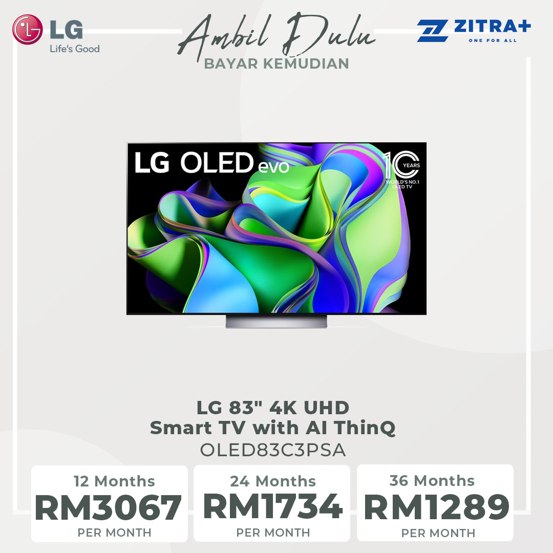 LG 83" 4K UHD Smart TV with AI ThinQ  OLED83C3PSA | α9 AI Processor 4K Gen6 | Bright, Bold Visuals of Brightness Booster | Ultra Slim Design for Minimalist Interiors | Hands-Free Voice Recognition | Smart TV with 2 Year Warranty