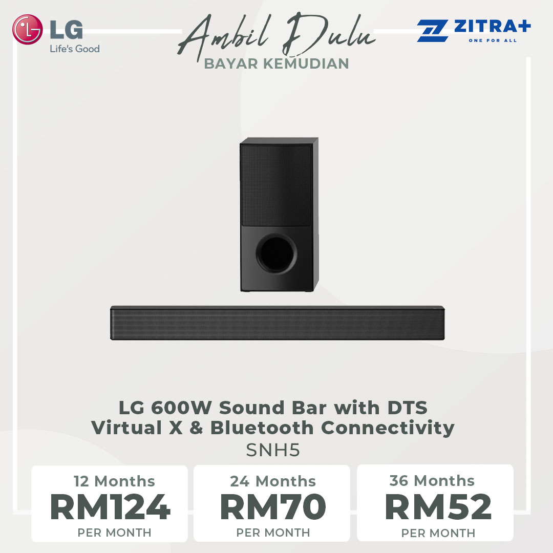 LG 600W Sound Bar with DTS Virtual X & Bluetooth Connectivity SNH5 | AI Sound Pro | TV Sound Sync | 4.1 ch | Sound Bar with 1 Year Warranty