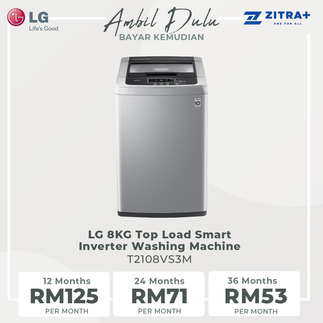 LG 8KG Top Load Smart Inverter Washing Machine T2108VS3M | Smart Motion | TurboDrum | Smart Diagnosis™ | Washing Machine with 1 Year Warranty