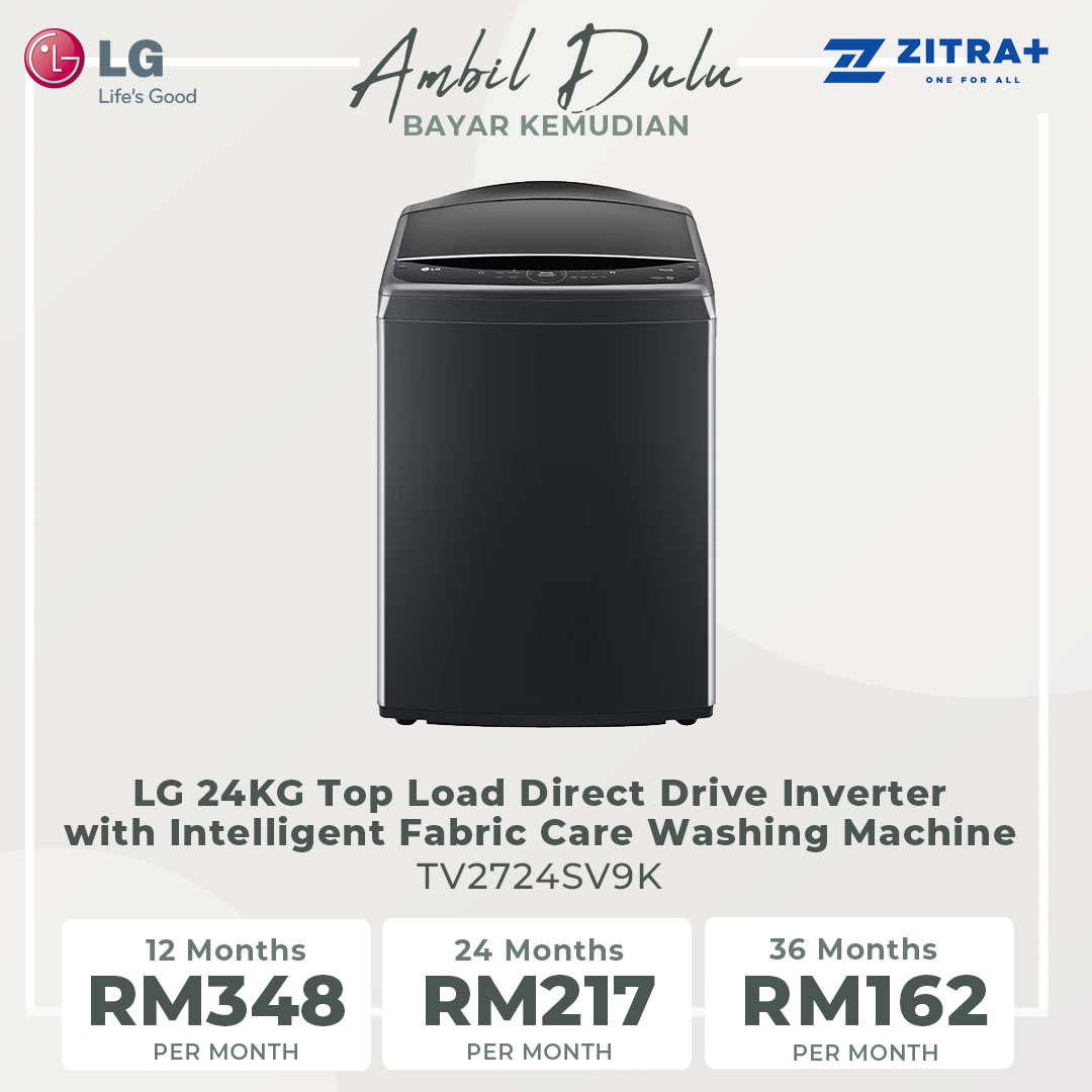 LG 24KG Top Load Direct Drive Inverter with Intelligent Fabric Care Washing Machine TV2724SV9K | TurboWash3D™ | Steam™ | ThinQ™ | Washing Machine with 1 Year Warranty