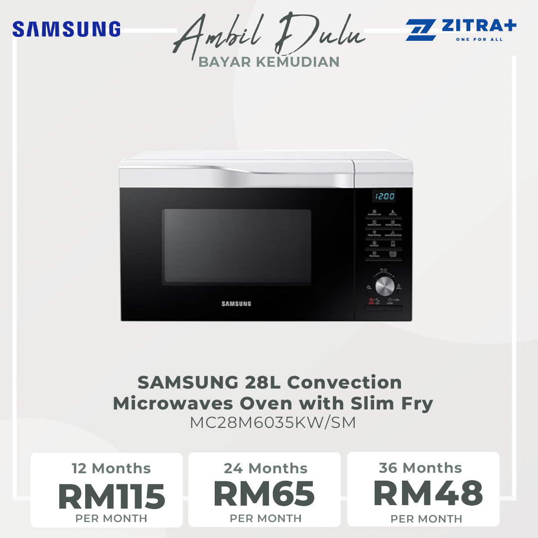 SAMSUNG 28L Convection Microwaves Oven with Slim Fry MC28M6035KW/SM | HOT BLAST™ | Ceramic Enamel Interior | Preheat | SLIM FRY™ | Eco Mode | Microwaves Oven with 1 Year Warranty