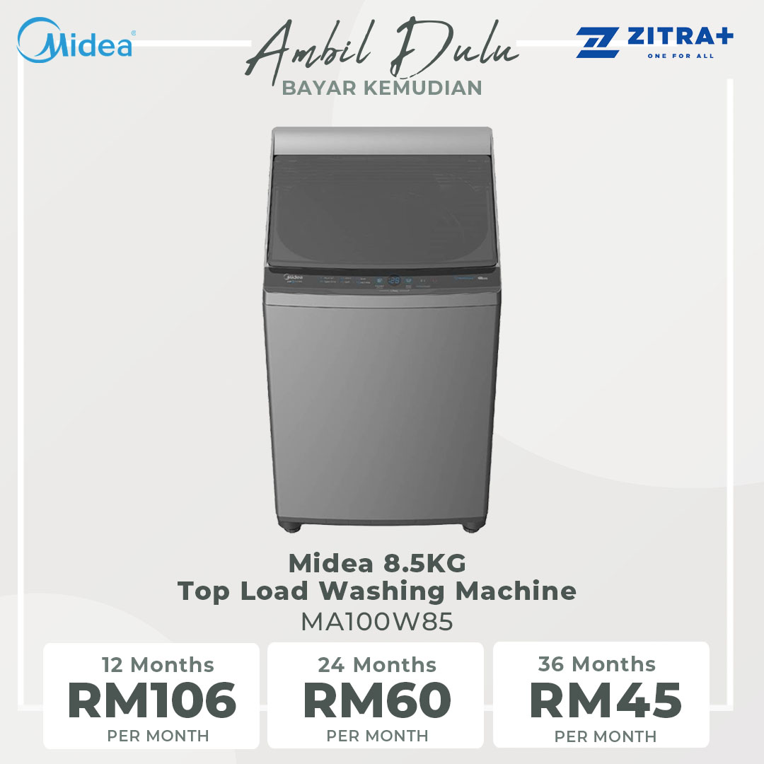 Midea 8.5KG Top Load Washing Machine  MA100W85 | Lunar Dial | Pulsator | 15' Quick Wash | One-Touch Smart Wash | Auto Clean | Lint Filter | Hygiene | Washing Machine with 2 Year Warranty