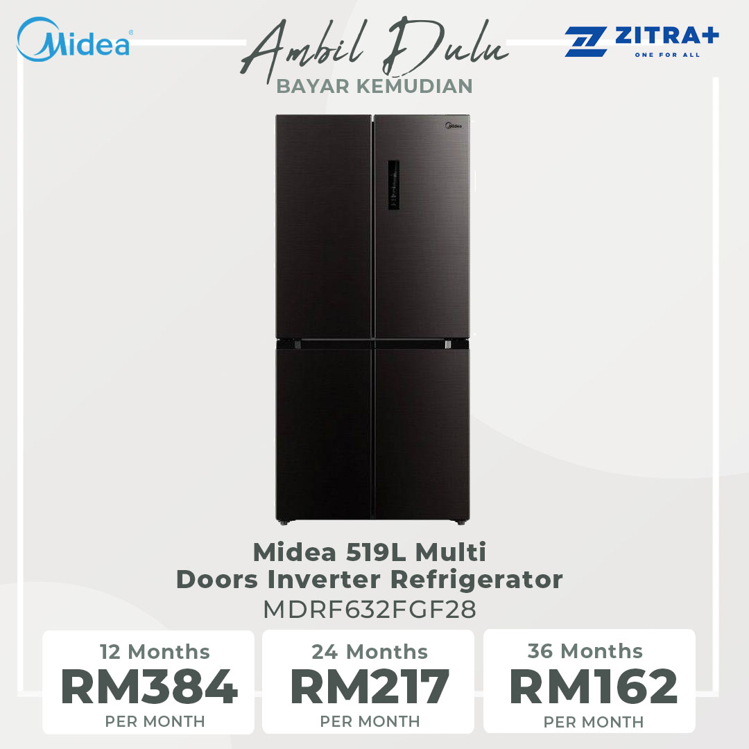 Midea 519L Multi Doors Inverter Refrigerator MDRF632FGF28 | Inverter Compressor | Multi Air Flow System | Platinum Fresh | LED Display Control | Interior LED Light | Refrigerators with 1 Year Warranty