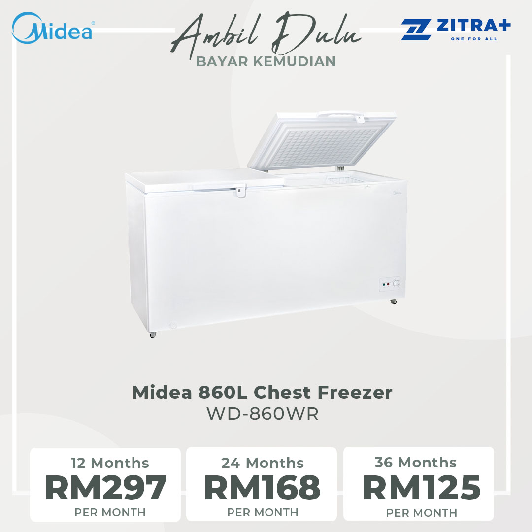 Midea 860L Chest Freezer WD-860WR | Removable Gasket | Rollers for Easy Movement | Silent Hinges | Fast Freezing : Reduces Freezing Time by up to 50% | Locks in Freshness | Environmentally Friendly | Freezer with 1 Year Warranty