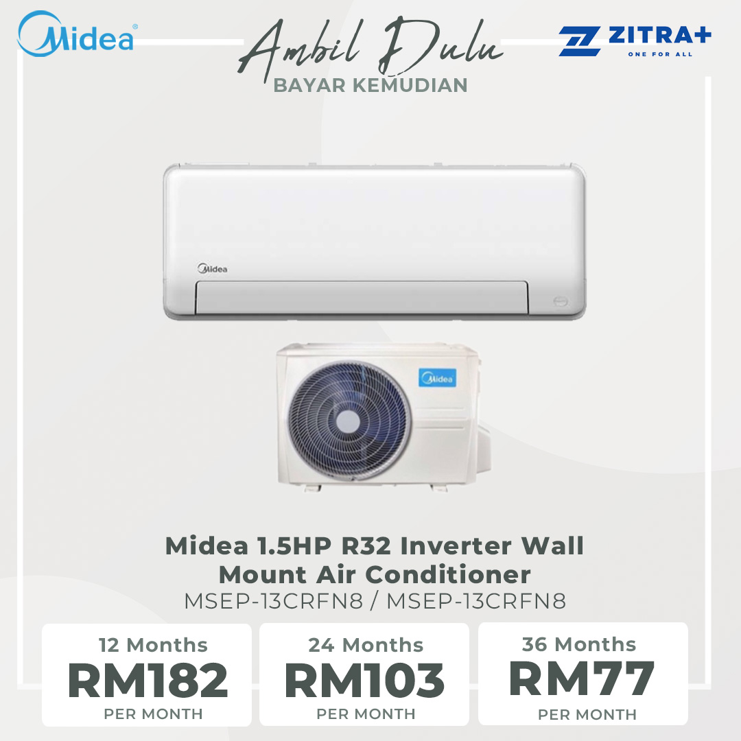 Midea 1.5HP R32 Inverter Wall Mount Air Conditioner MSEP-13CRFN8 | iECO Mode (Energy Saving) | Golden fin (Cooling Coil) | High Density Filter | Air Conditioner with Warranty
