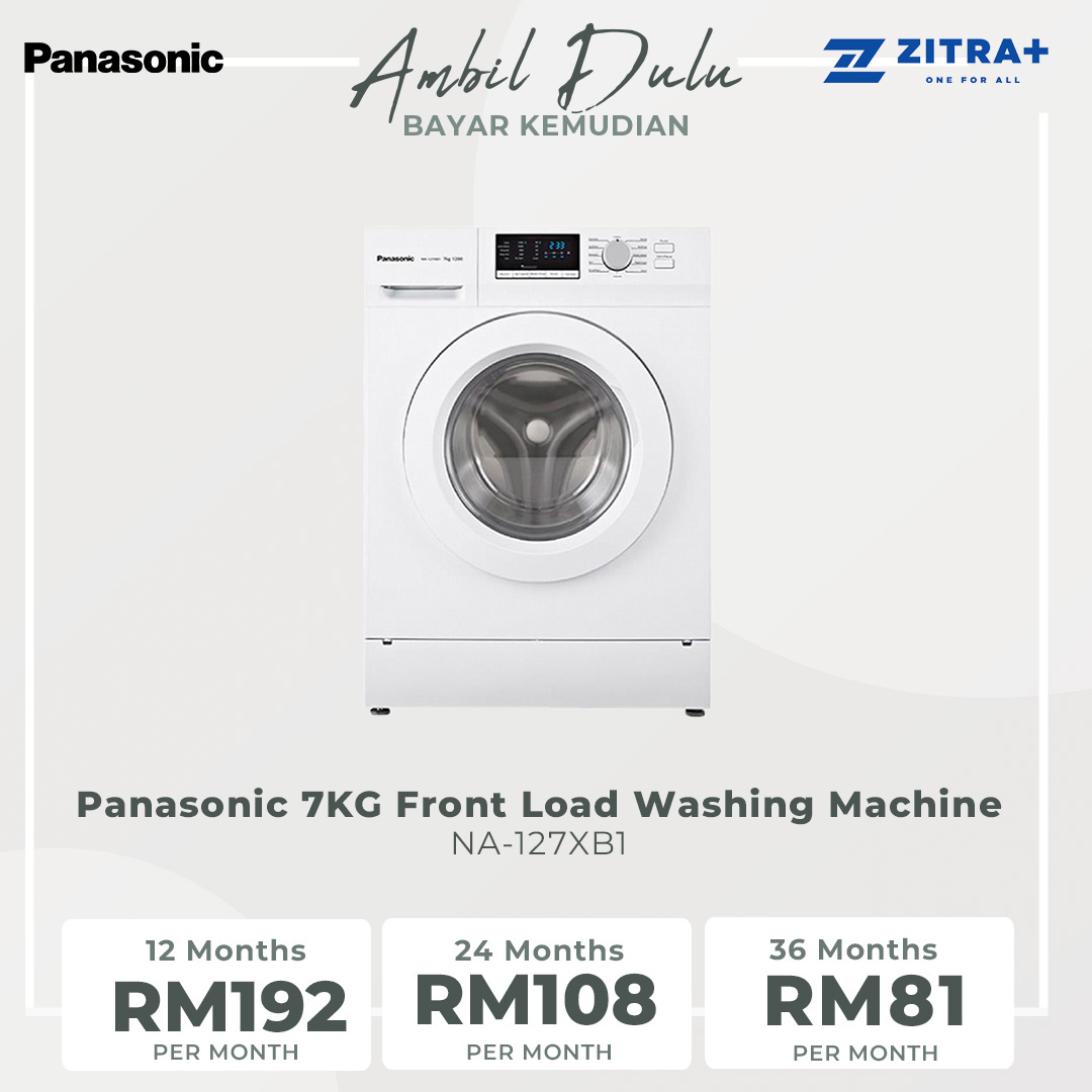 Panasonic 7KG Front Load Washing Machine NA-127XB1 | Big Led Display | Double Hygiene with Cold / Hot Wash | 99.99% Allergen & Bacteria Elimination for Delicate Skin | Washing Machine With 1 Year Warranty