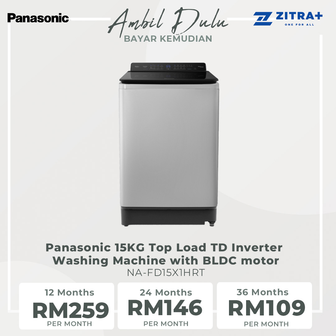 Panasonic 15KG Top Load TD Inverter Washing Machine with BLDC motor  NA-FD15X1HRT | Fine Foam to Lift Stains Easily | Deep Clean for More Hygienic Washing | Powerful Water Blasts Stains Away | Washing Machine with 1 Year Warranty