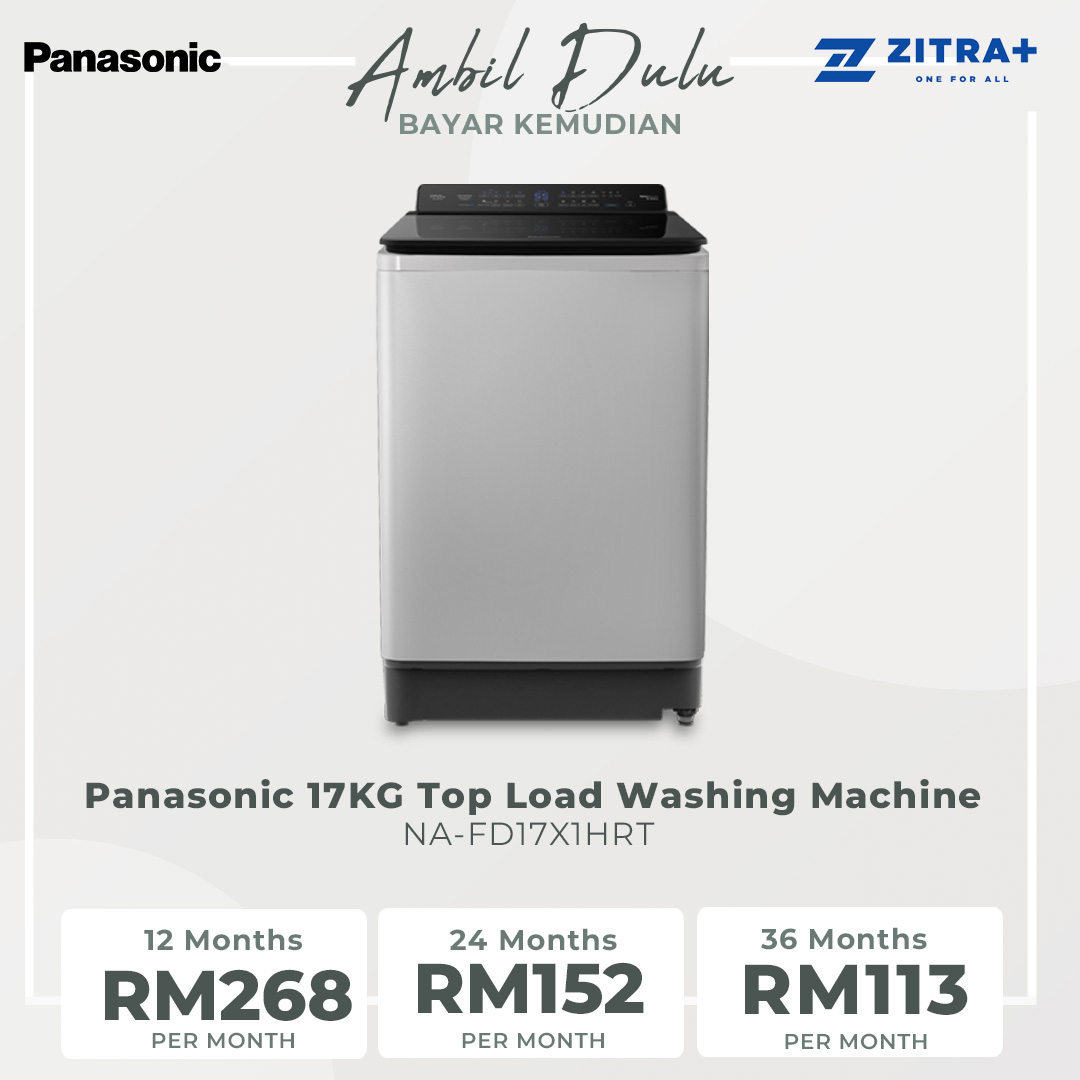Panasonic 17KG Top Load Washing Machine NA-FD17X1HRT | Fine Foam to Lift Stains Easily | Powerful Water Blasts Stains Away | Deep Clean for More Hygienic Washing | Powerful Wash with Less Energy | Washing Machine with 1 Year Warranty