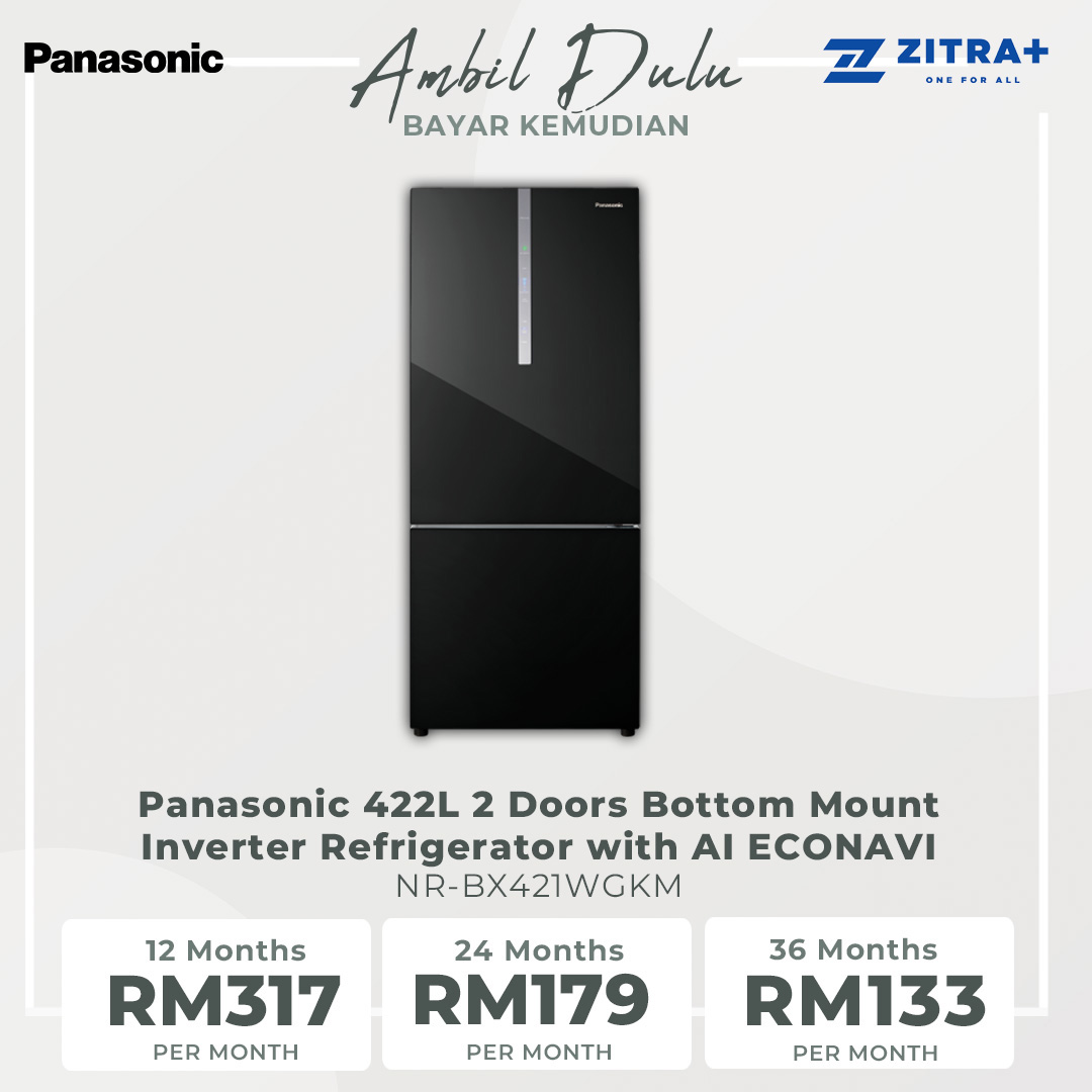 Panasonic 422L 2 Doors Bottom Mount Inverter Refrigerator with AI ECONAVI NR-BX421WGKM | Moisture Retained for Vegetable Storage | Anti-bacterial Effect | Cook Healthy Meals Every Day with Prime Fresh | Refrigerator With 1 Year Warranty