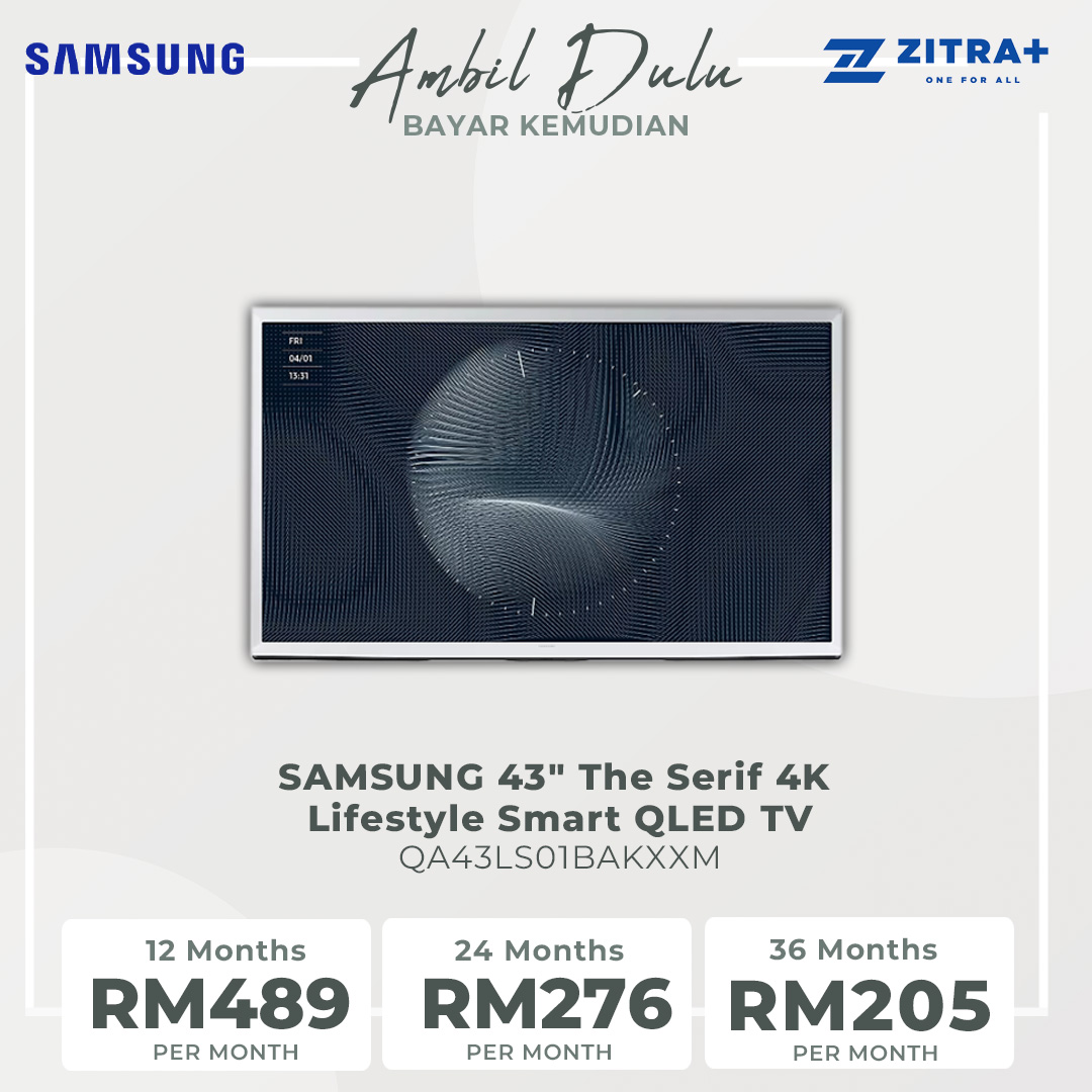 SAMSUNG 43" The Serif 4K Lifestyle Smart QLED TV QA43LS01BAKXXM | 360 All Round Design | Matte Display | Powerful Sound | Detachable Stand | Smart TV with 2 Year Warranty