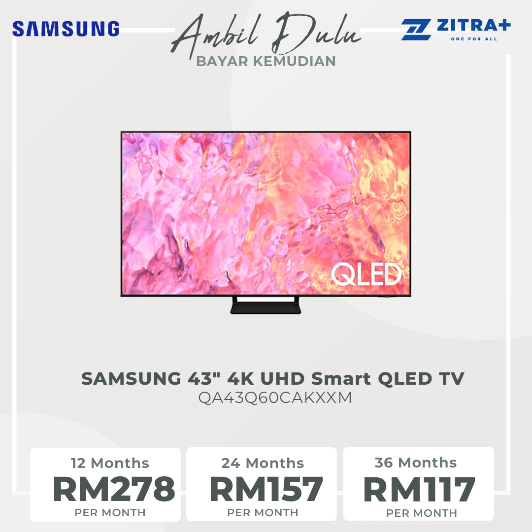 SAMSUNG 43" 4K UHD Smart QLED TV QA43Q60CAKXXM | Quantum HDR | AirSlim | Smart Hub | WiFi Direct | Smart TV with 2 Year Warranty