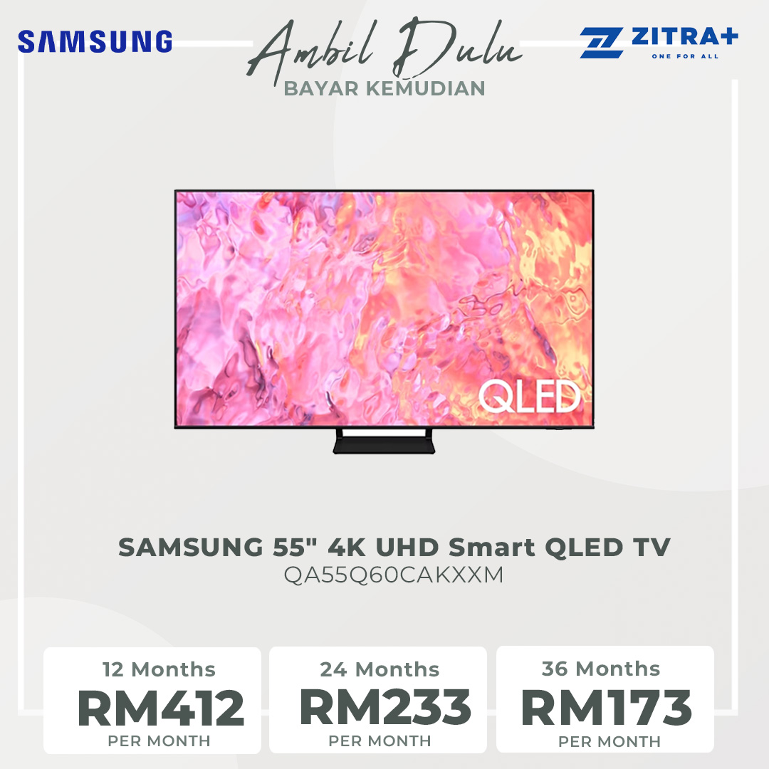 SAMSUNG 55" 4K UHD Smart QLED TV QA55Q60CAKXXM | Quantum HDR | AirSlim | Smart Hub | WiFi Direct | Smart TV with 2 Year Warranty