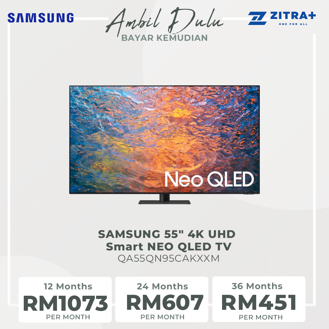 SAMSUNG 55" 4K UHD Smart NEO QLED TV QA55QN95CAKXXM | Quantum Matrix Technology Pro | Neural Quantum Processor 4K | Ultimate UHD Dimming Pro | Infinity One Design | Dolby Atmos | Smart TV with 2 Year Warranty