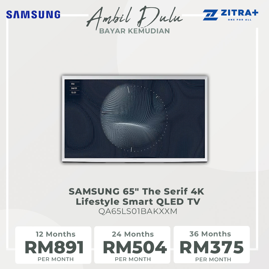 SAMSUNG 65" The Serif 4K Lifestyle Smart QLED TV QA65LS01BAKXXM | 360 All Round Design | Matte Display | Powerful Sound | Detachable Stand | Smart TV with 2 Year Warranty