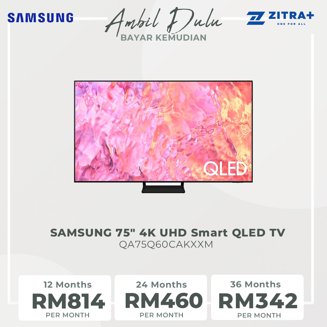 SAMSUNG 75" 4K UHD Smart QLED TV QA75Q60CAKXXM  | Quantum HDR | AirSlim | Smart Hub | WiFi Direct | Smart TV with 2 Year Warranty
