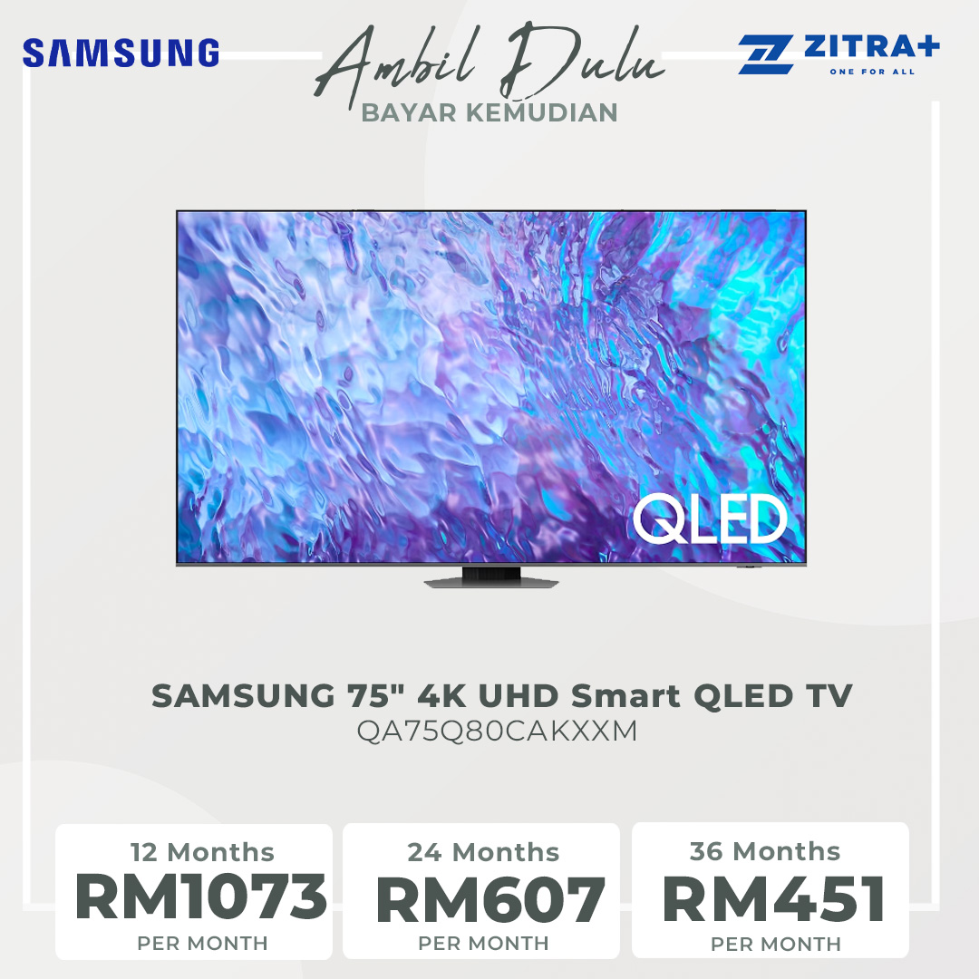 SAMSUNG 75" 4K UHD Smart QLED TV QA75Q80CAKXXM | Tizen™ Smart TV | Dolby Atmos | Smart Hub | SmartThings | HDR | HDMI | Smart TV with 2 Year Warranty