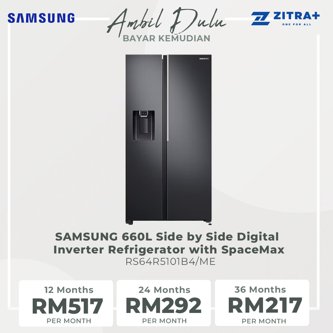 SAMSUNG 660L Side by Side Digital Inverter Refrigerator with SpaceMax RS64R5101B4/ME | Power Cool | Power Freeze | Auto Ice Maker | Deodorizing Filter | Refrigerator with 1 Year Warranty