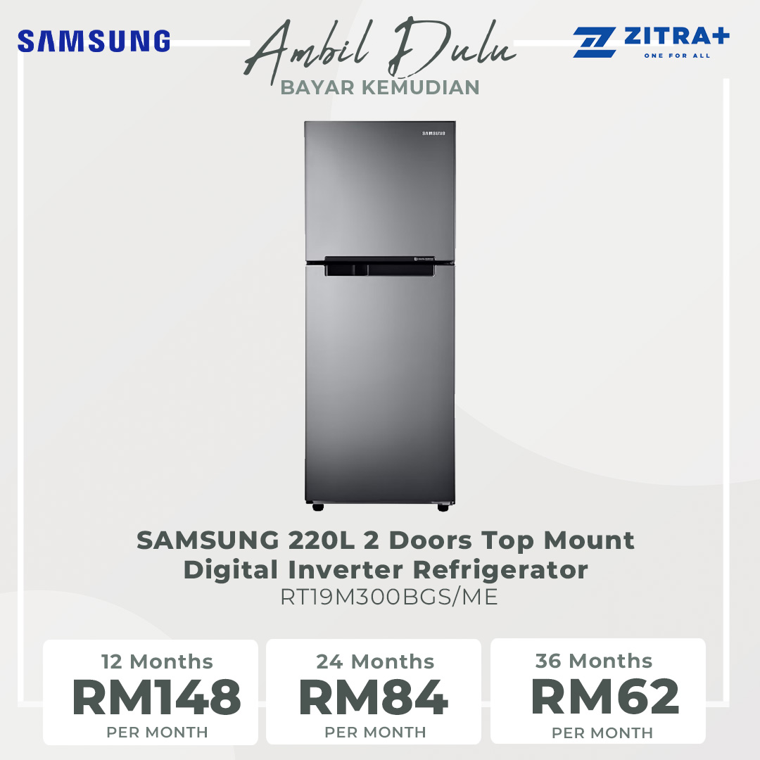 SAMSUNG 220L 2 Doors Top Mount Digital Inverter Refrigerator RT19M300BGS/ME | All-Around Cooling | Less Energy Consumption | Less Noise | No Frost | Refrigerator with 1 Year Warranty