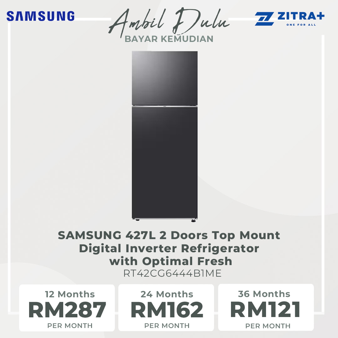 SAMSUNG 427L 2 Doors Top Mount Digital Inverter Refrigerator with Optimal Fresh RT42CG6444B1ME | SpaceMax™ | All-Around Cooling | Multi Flow | No Frost | Mono Cooling | Refrigerator with 1 Year Warranty