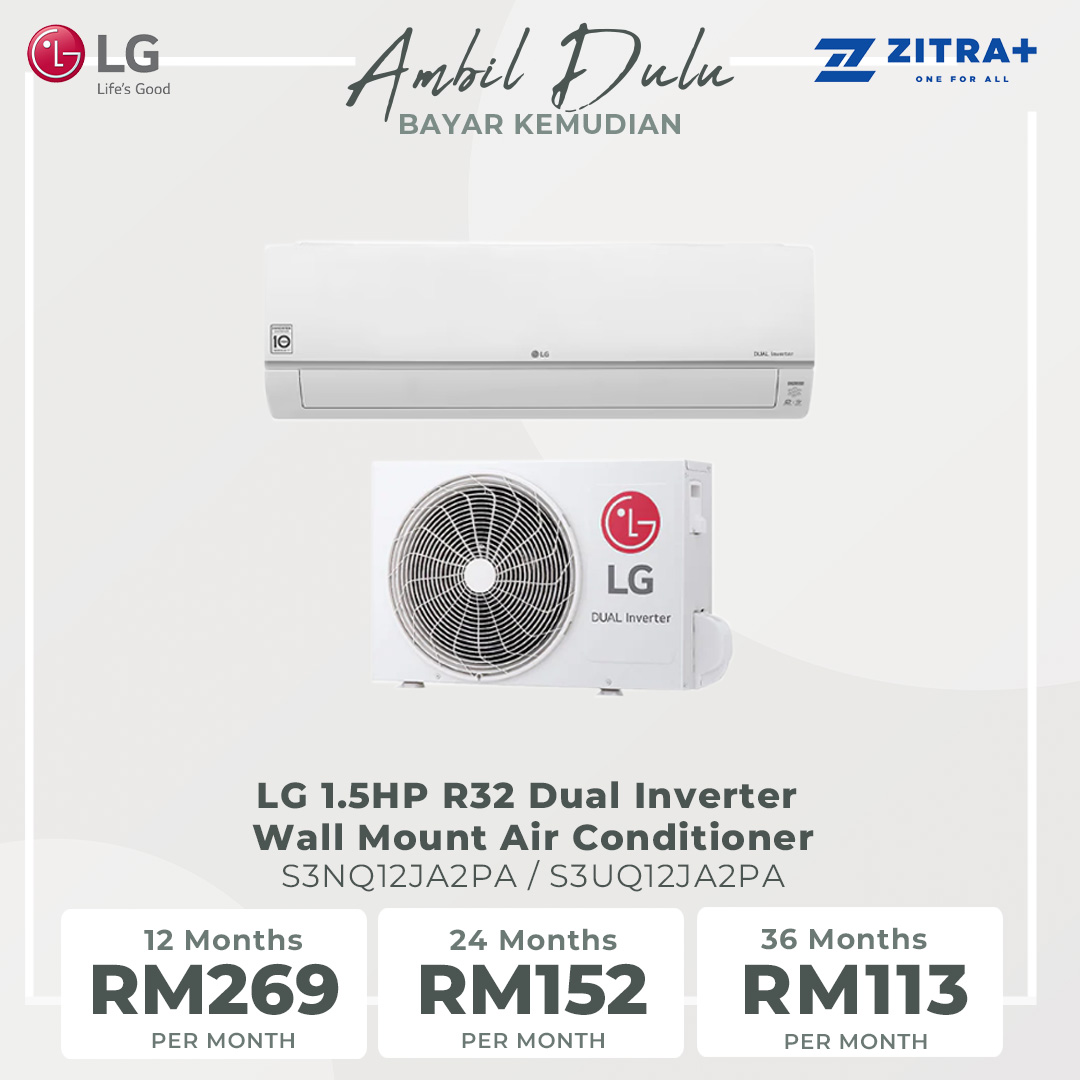 LG 1.5HP R32 Dual Inverter Wall Mount Air Conditioner S3NQ12JA2PA / S3UQ12JA2PA | Faster Cooling | Energy Saving | Less Noise | Air Conditioner with 2 Year Warranty