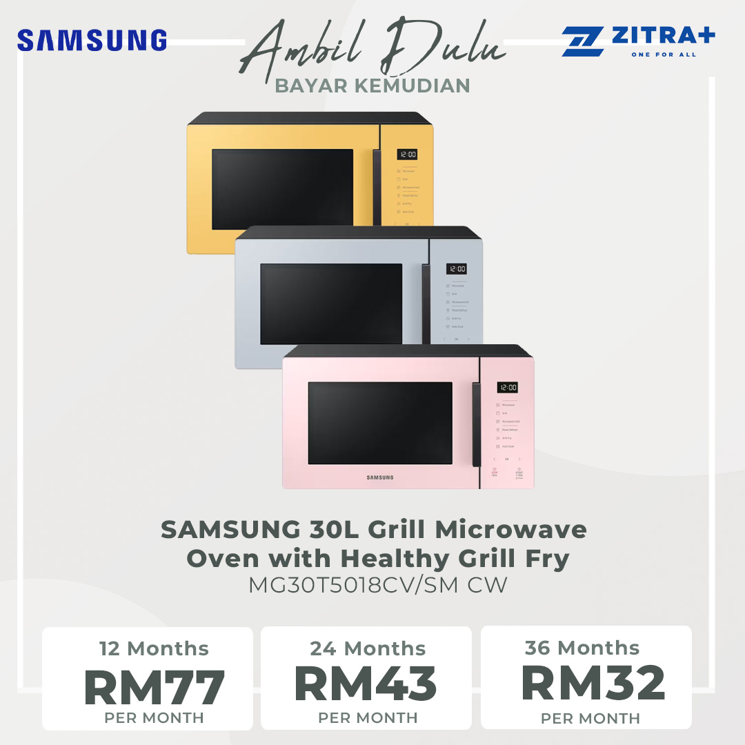 SAMSUNG 30L Grill Microwave Oven with Healthy Grill Fry | Grill Fry(Crusty Plate) | Power Defrost | Glass Touch | Simple UX | Microwaves Oven with 1 Year Warranty