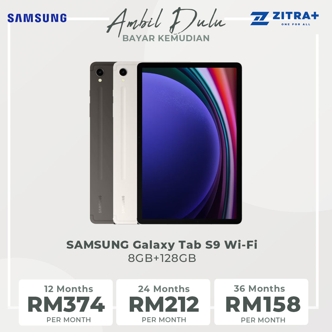 (Pre-Order From 26 Jul - 17 Aug 2023) SAMSUNG Galaxy Tab S9 Wi-Fi | 8GB+128GB/12GB+256GB | 11.0" AMOLED 2X Display | 8400mAh Battery | 13MP Main Camera | Tablet with 1 Year Warranty