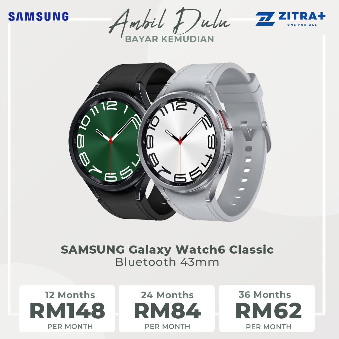 SAMSUNG Galaxy Watch6 Classic Bluetooth 43mm / 47mm | Sapphire Crystal | Fast Charge | Infrared Temperature Sensor | Sleep Tracking | Bluetooth v5.3 | Smart Watch with 1 Years Warranty