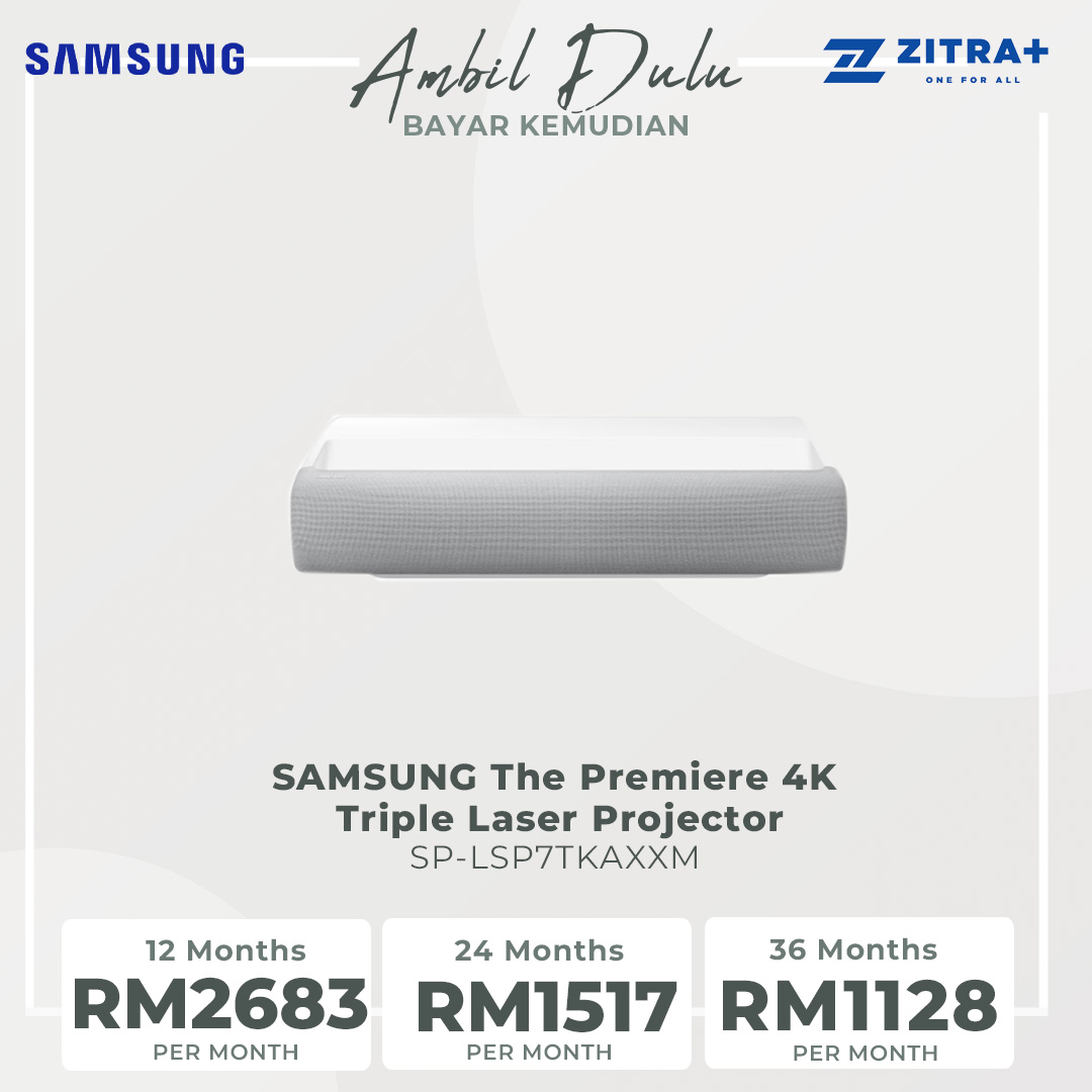 SAMSUNG The Premiere 4K Triple Laser Projector SP-LSP7TKAXXM | Laser Technology | Powerful Sound | Ultra Short Throw | Smart TV Experience | Projector with 2 Year Warranty