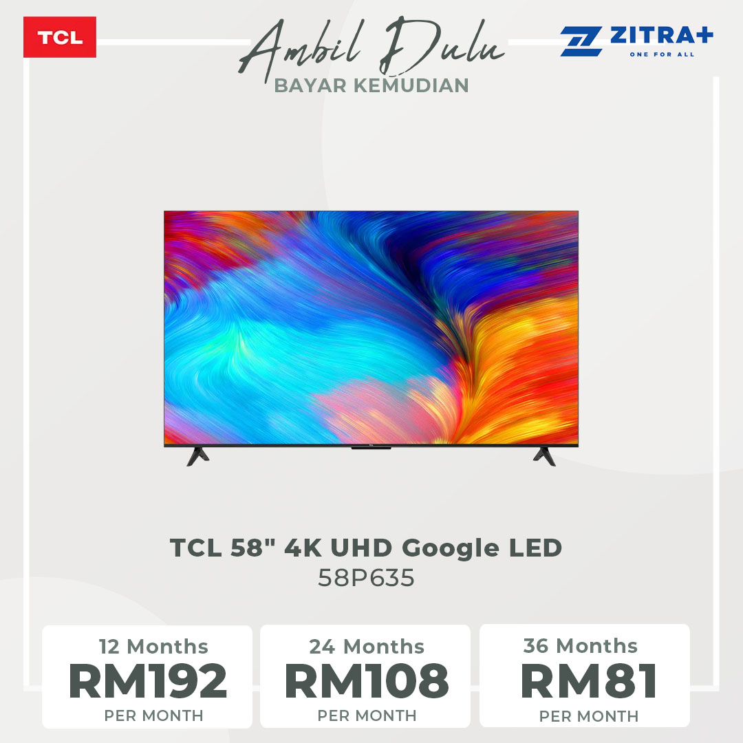 TCL 58" 4K UHD Google LED TV 58P635 | Wi-Fi 2.4 | Voice Control | USB 2.0 | Google Assistant | Bluetooth 5.0 | Ethernet | HDMI 2.1 | Dolby Audio | LED TV with 1 Year Warranty