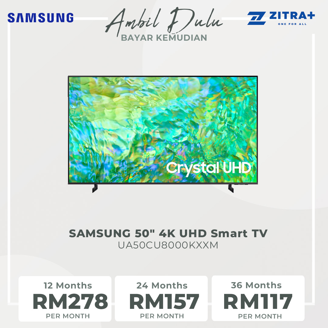 SAMSUNG 50" 4K UHD Smart TV UA50CU8000KXXM | AirSlim | Smart Hub | Web Browser | SmartThings | Smart TV with 2 Year Warranty