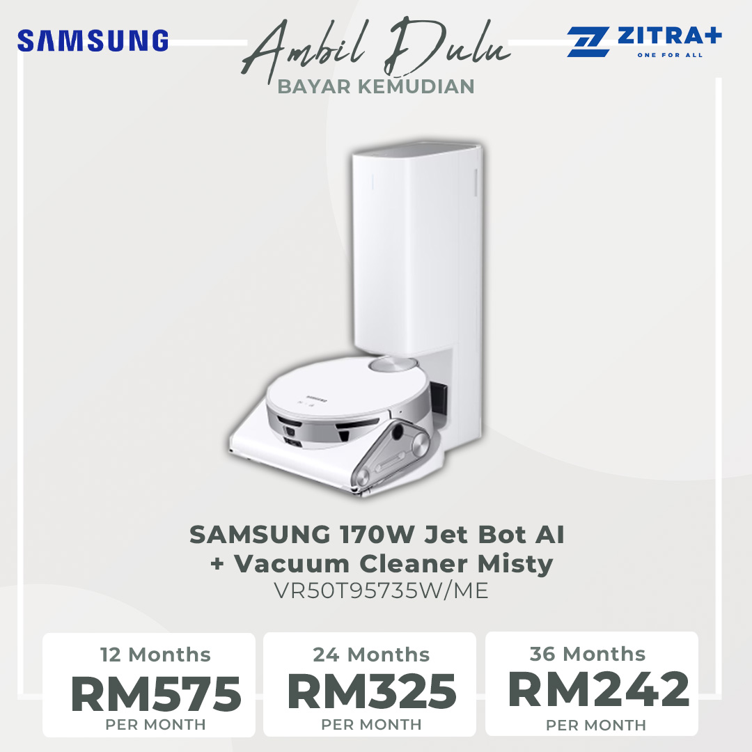 SAMSUNG 170W Jet Bot AI + Vacuum Cleaner VR50T95735W/ME | Jet AI Object Recognition | Clean Station | Powerful Cleaning | Vacuum with 1 Year Warranty