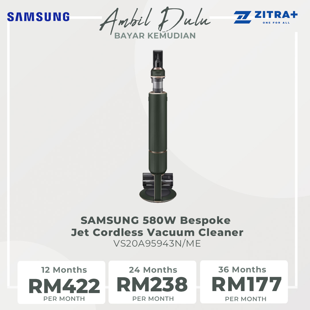 SAMSUNG 580W Bespoke Jet Cordless Vacuum Cleaner VS20A95943N/ME | HexaJet Motor™ | Jet Cyclone | Removable and Longer-lasting Battery | Vacuum with 1 Year Warranty