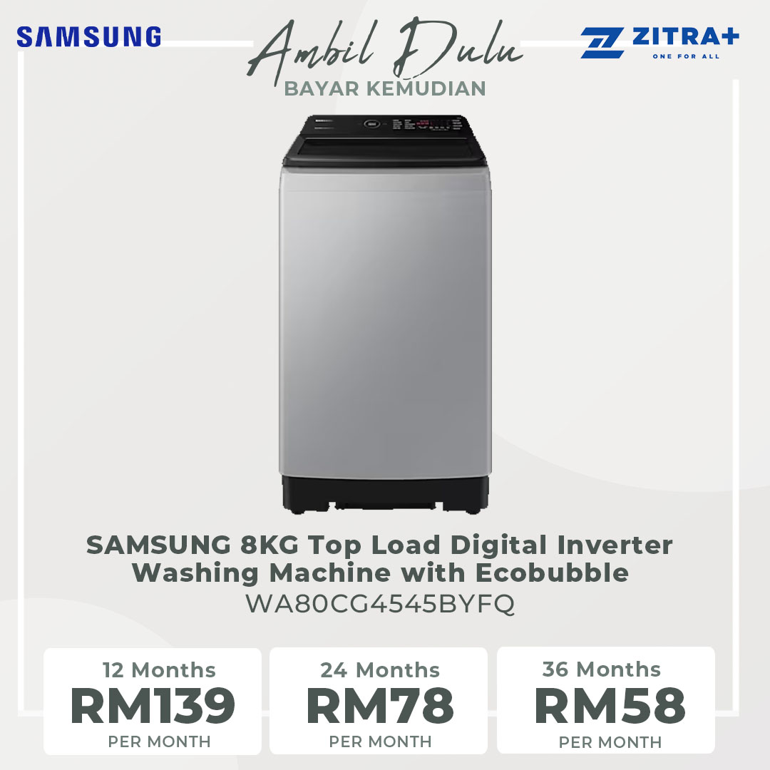 SAMSUNG 8KG Top Load Digital Inverter Washing Machine with Ecobubble WA80CG4545BYFQ  | Dual Storm™ | Super Speed | Magic Filter | VRT Technology | Washing Machine With 1 Year Warranty