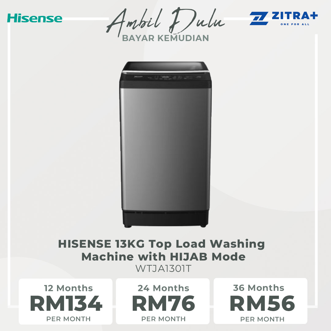 HISENSE 13KG Top Load Washing Machine with HIJAB Mode WTJA1301T | Double Magic Filter | Tub Clean | Delicates | Auto Balance | Air Dry | Pearl Drum | Wide Voltage | Blubble Clean | Extra Soft | Double Magic Filter | Washing Machine with 2 Year Warranty