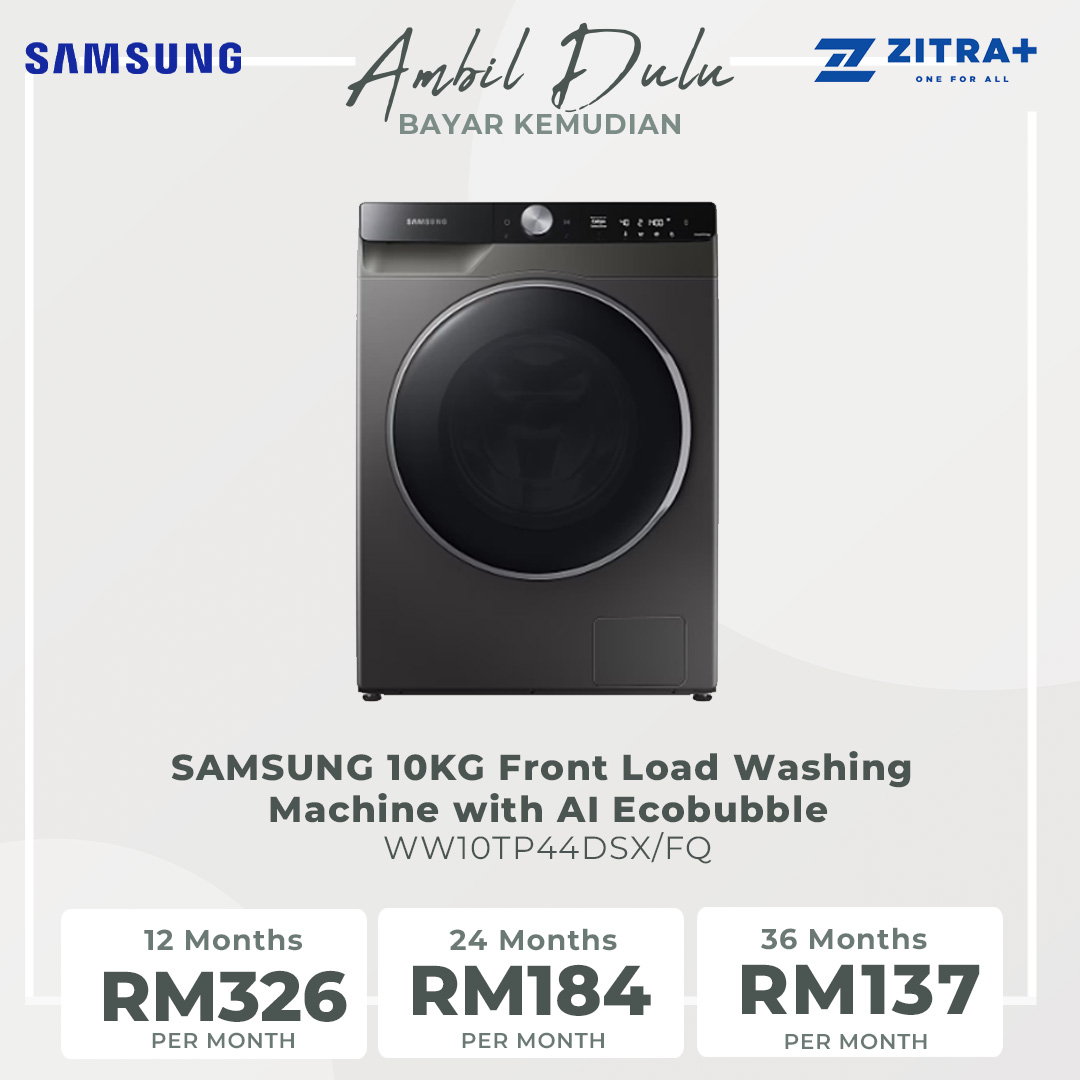 SAMSUNG 10KG Front Load Washing Machine with AI Ecobubble WW10TP44DSX/FQ | Eco Bubble™| QuickDrive™ | Super Speed (39 mins) | Washing Machine with 1 Year Warranty