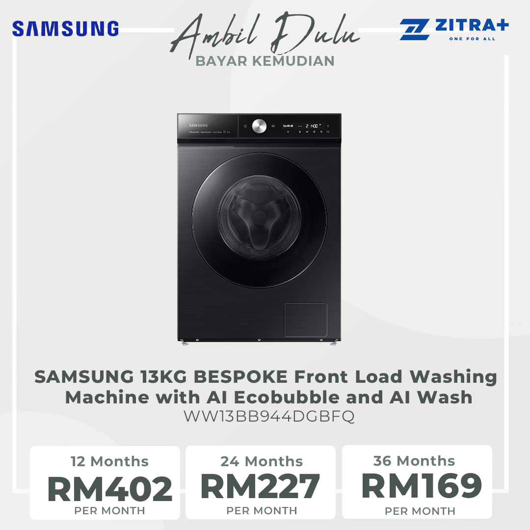 SAMSUNG 13KG BESPOKE Front Load Washing Machine with AI Ecobubble and AI Wash WW13BB944DGBFQ | AI Wash | AI Control | QuickDrive | AI Eco Bubble™ | Hygiene Steam | Washer with 1 Year Warranty