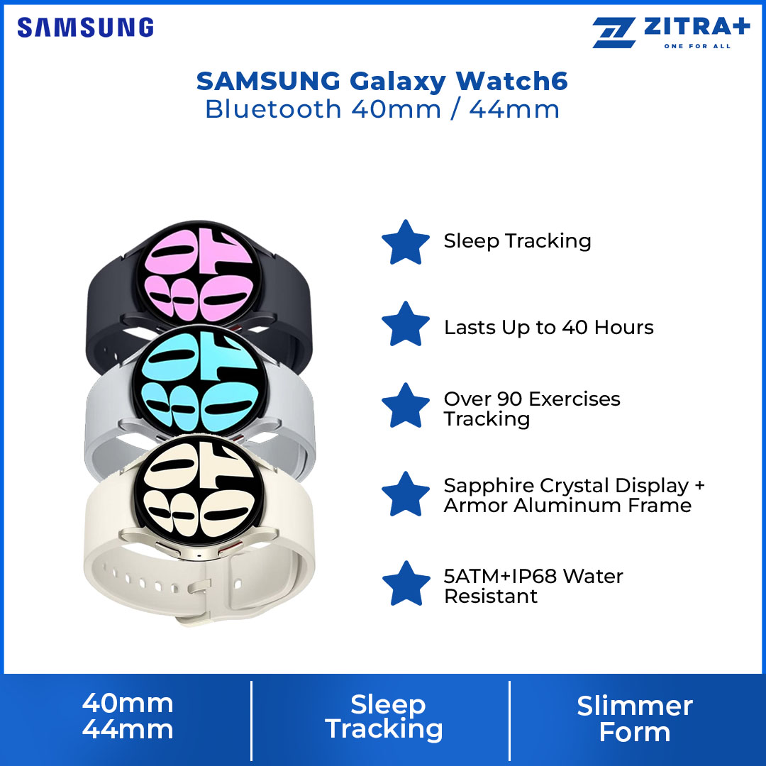 SAMSUNG Galaxy Watch6 Bluetooth 40mm / 44mm | Bluetooth v5.3 | 20% larger 30% slimmer | Sapphire Crystal Glass | Smart Watch with 1 Year Warranty