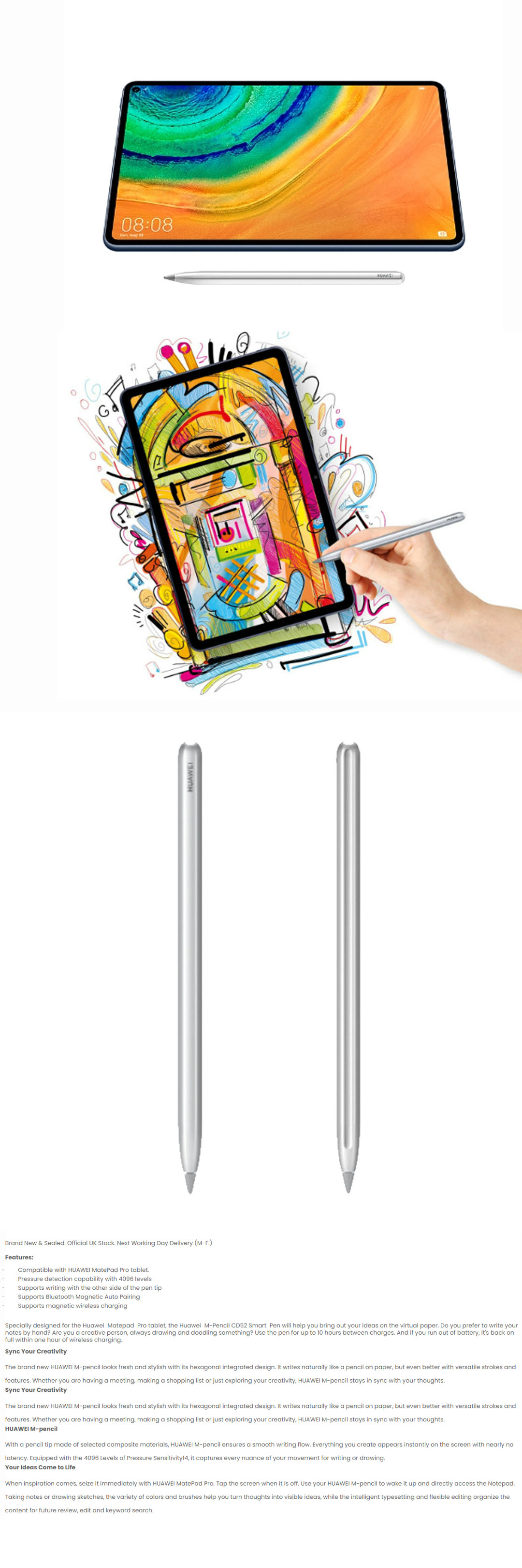 Huawei Matepad Pro M-Pen Lite CD52,55032533 Sensitive and Smooth A